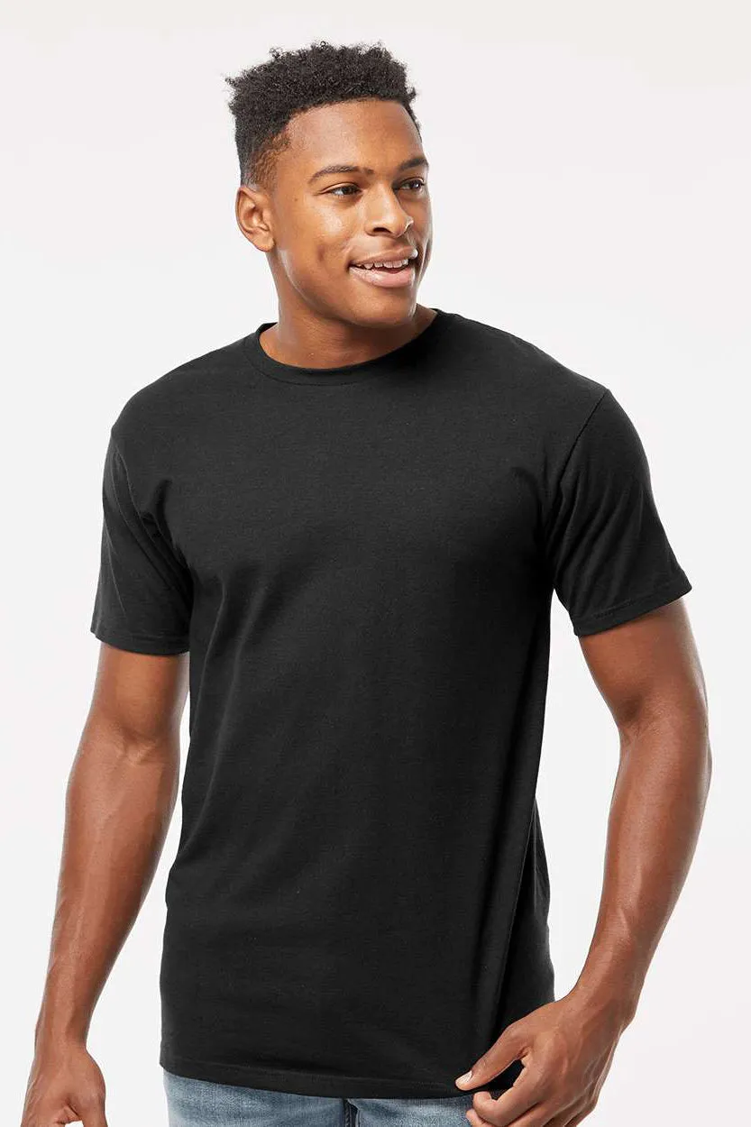 Tultex Mens Jersey Short Sleeve Crewneck T-Shirt - Black