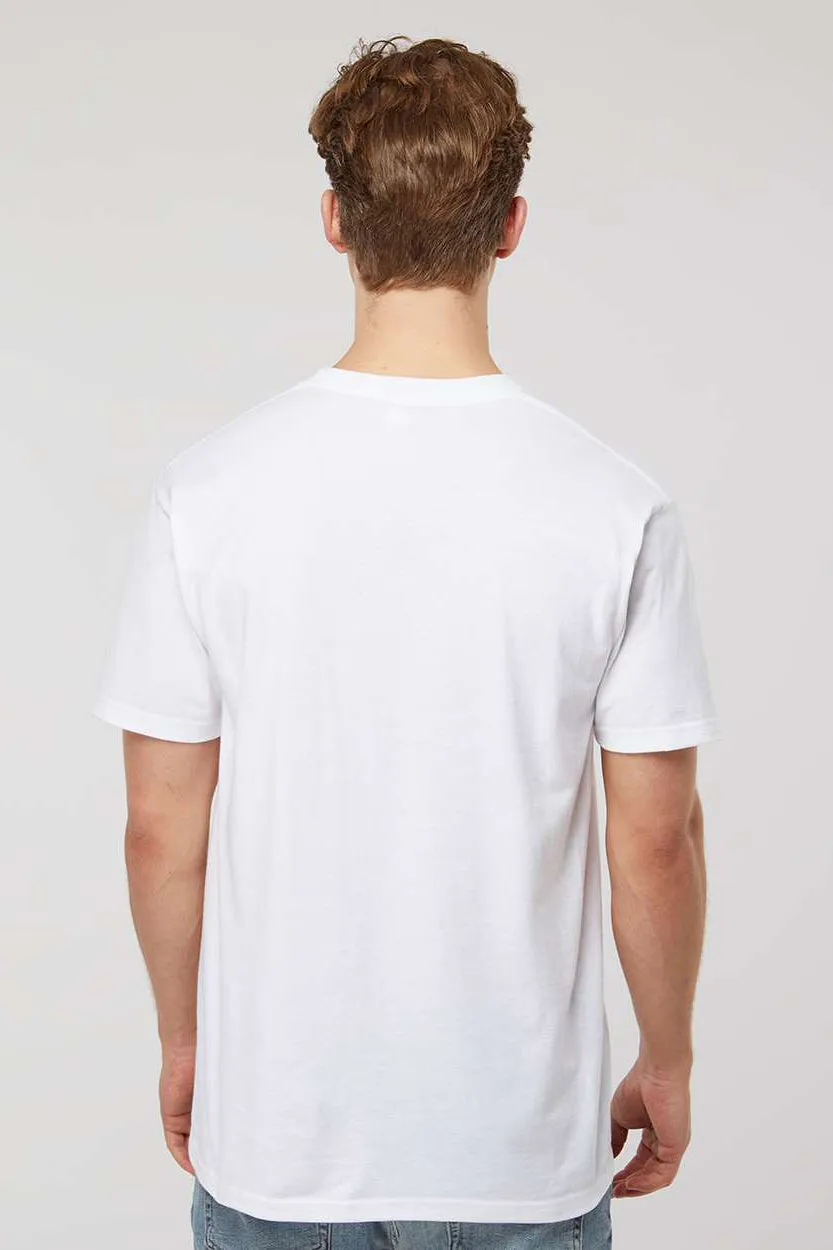 Tultex Mens Jersey Short Sleeve Crewneck T-Shirt w/ Pocket - White