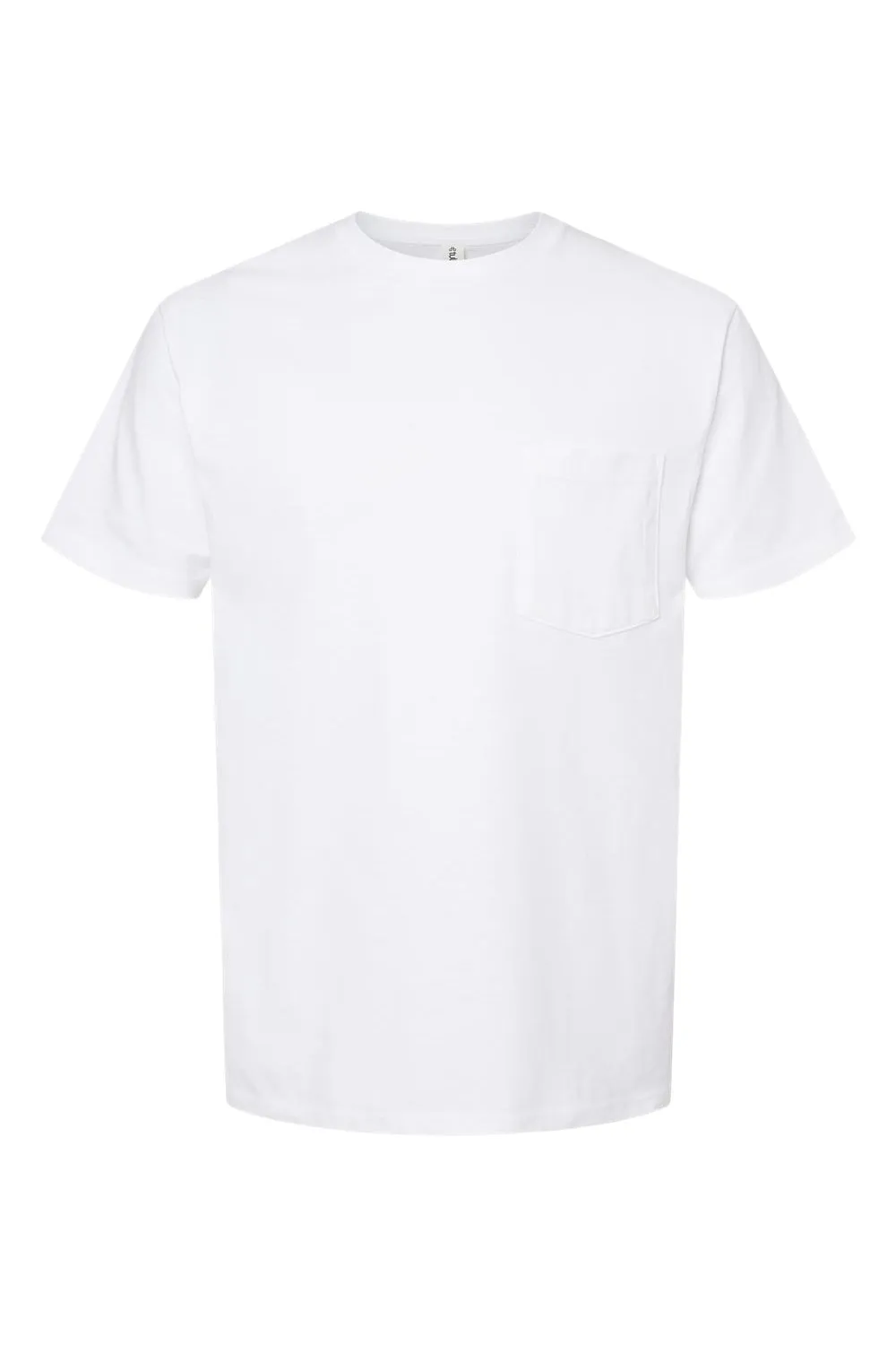 Tultex Mens Jersey Short Sleeve Crewneck T-Shirt w/ Pocket - White