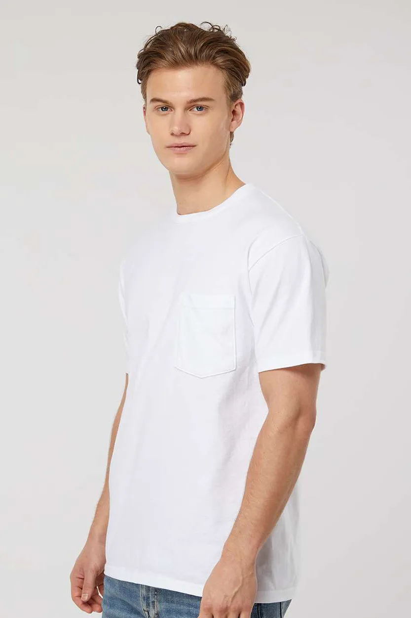 Tultex Mens Jersey Short Sleeve Crewneck T-Shirt w/ Pocket - White