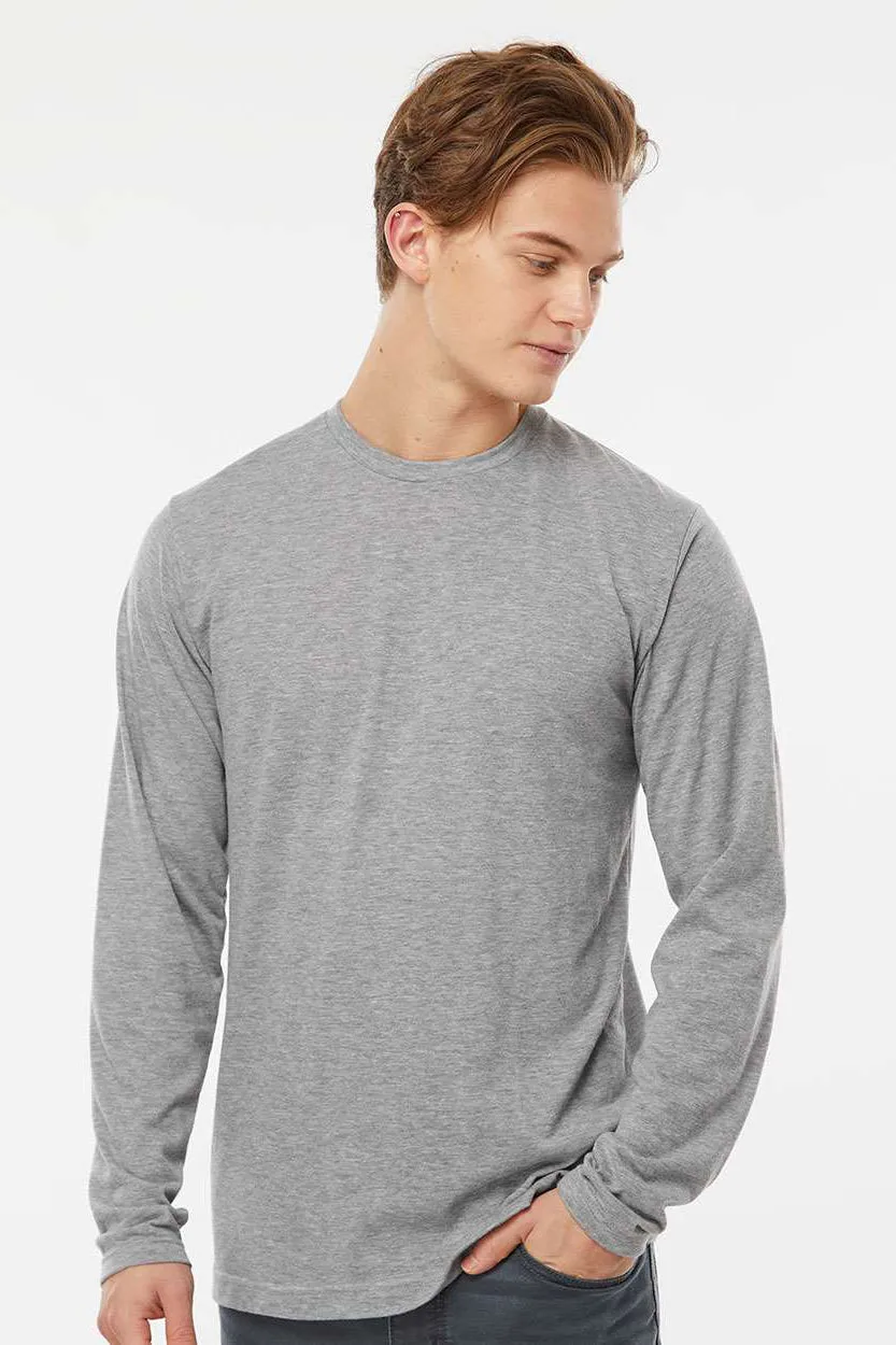 Tultex Mens Poly-Rich Long Sleeve Crewneck T-Shirt - Heather Grey