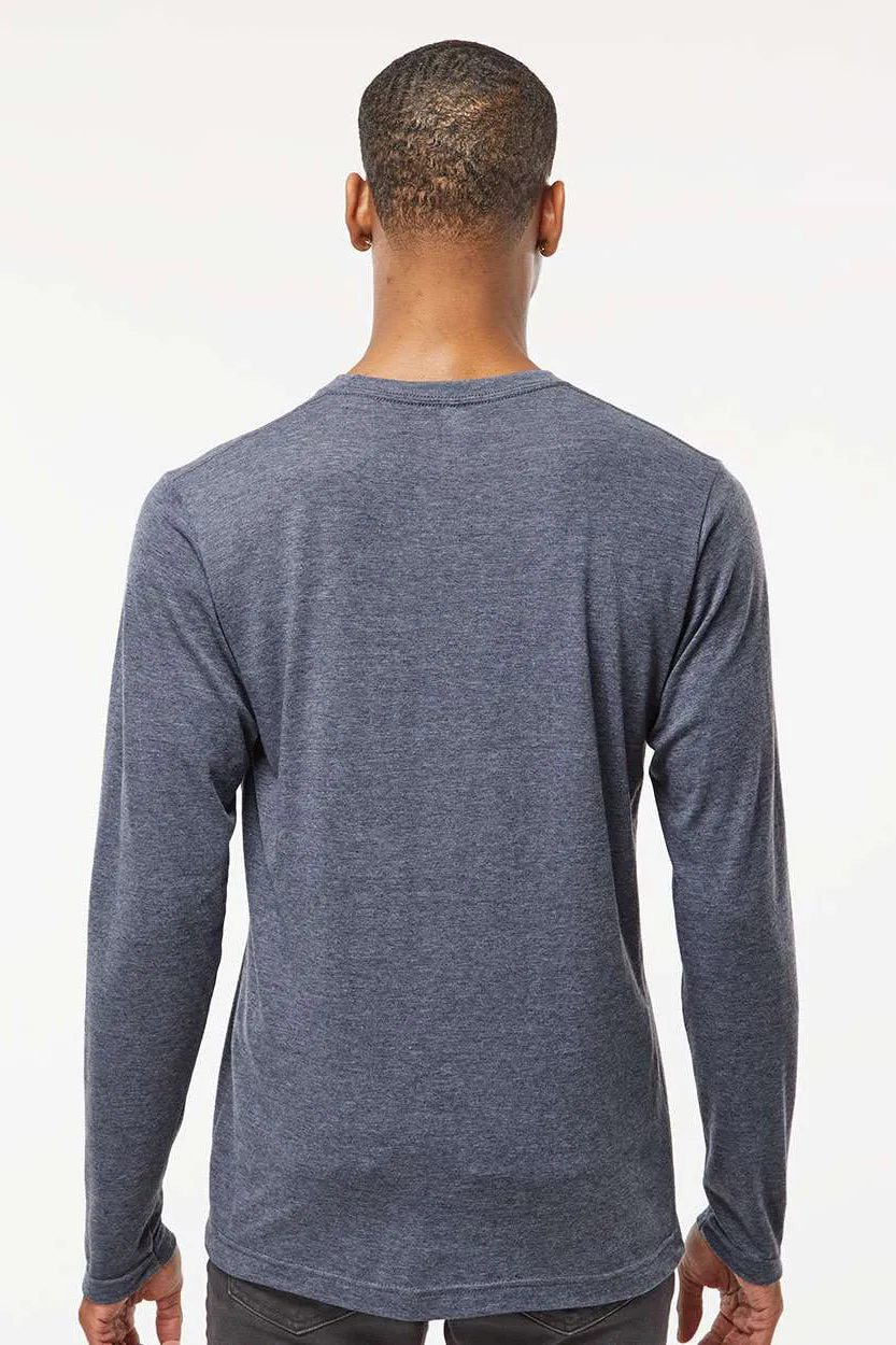 Tultex Mens Poly-Rich Long Sleeve Crewneck T-Shirt - Heather Navy Blue