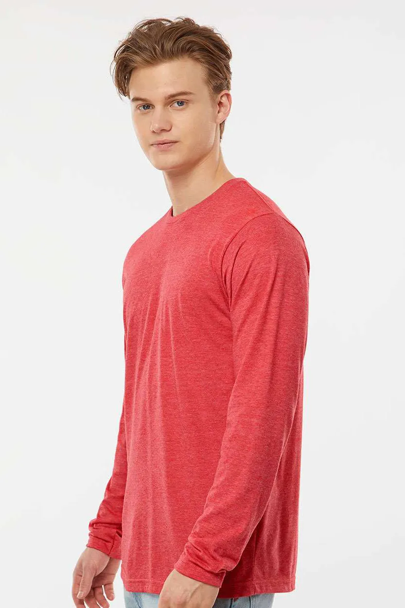 Tultex Mens Poly-Rich Long Sleeve Crewneck T-Shirt - Heather Red