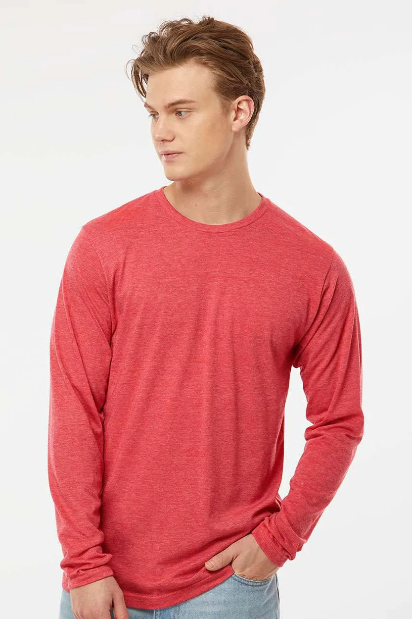Tultex Mens Poly-Rich Long Sleeve Crewneck T-Shirt - Heather Red