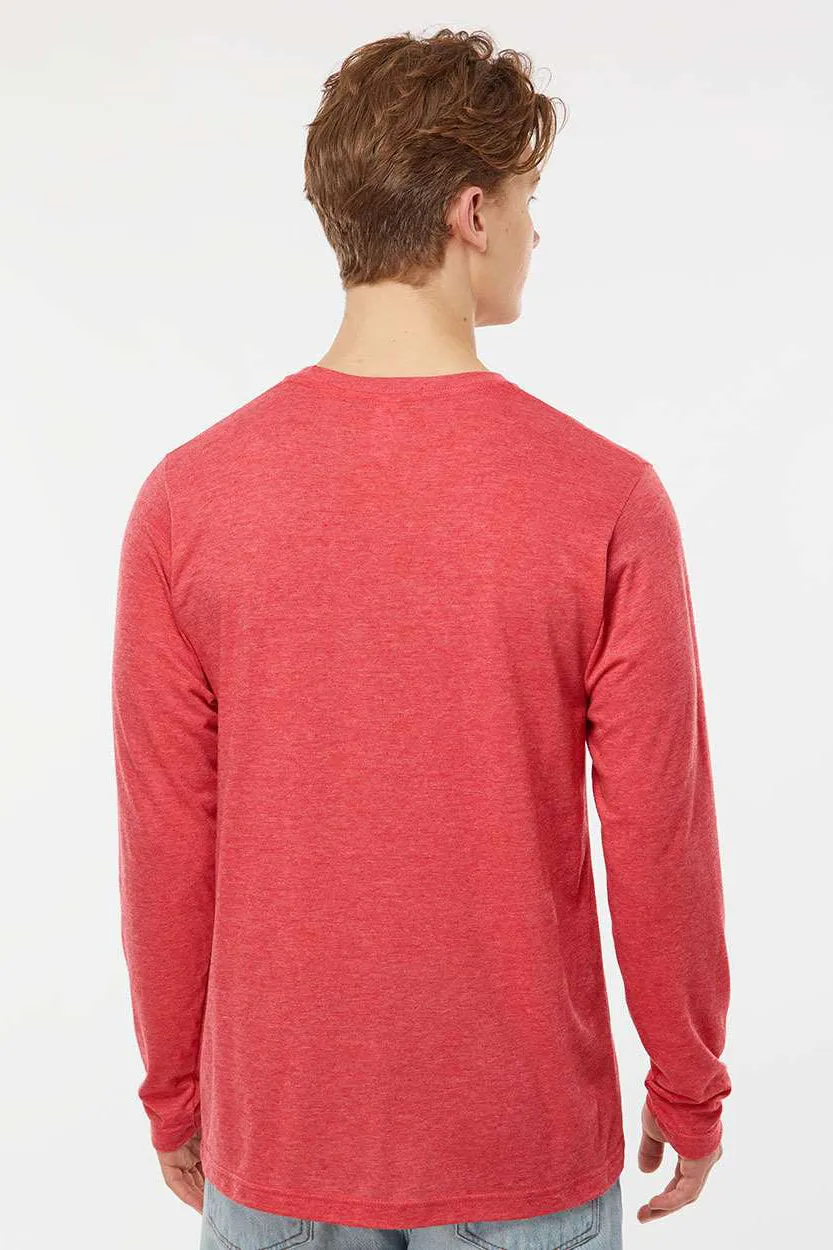 Tultex Mens Poly-Rich Long Sleeve Crewneck T-Shirt - Heather Red