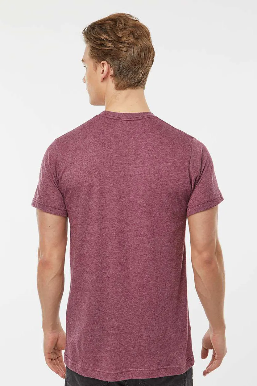 Tultex Mens Poly-Rich Short Sleeve Crewneck T-Shirt - Heather Burgundy