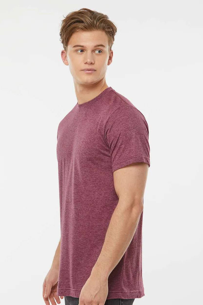 Tultex Mens Poly-Rich Short Sleeve Crewneck T-Shirt - Heather Burgundy