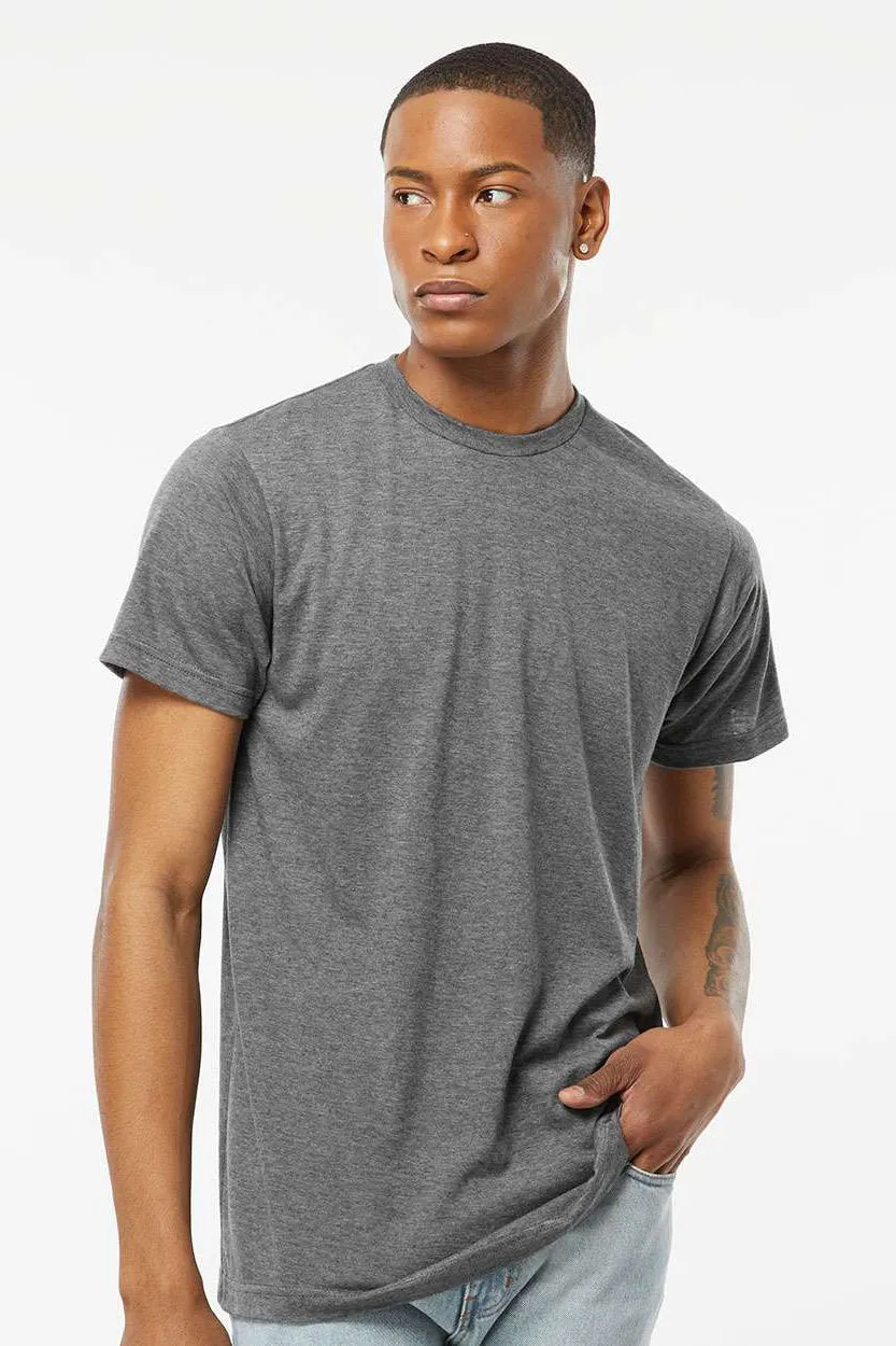 Tultex Mens Poly-Rich Short Sleeve Crewneck T-Shirt - Heather Charcoal Grey