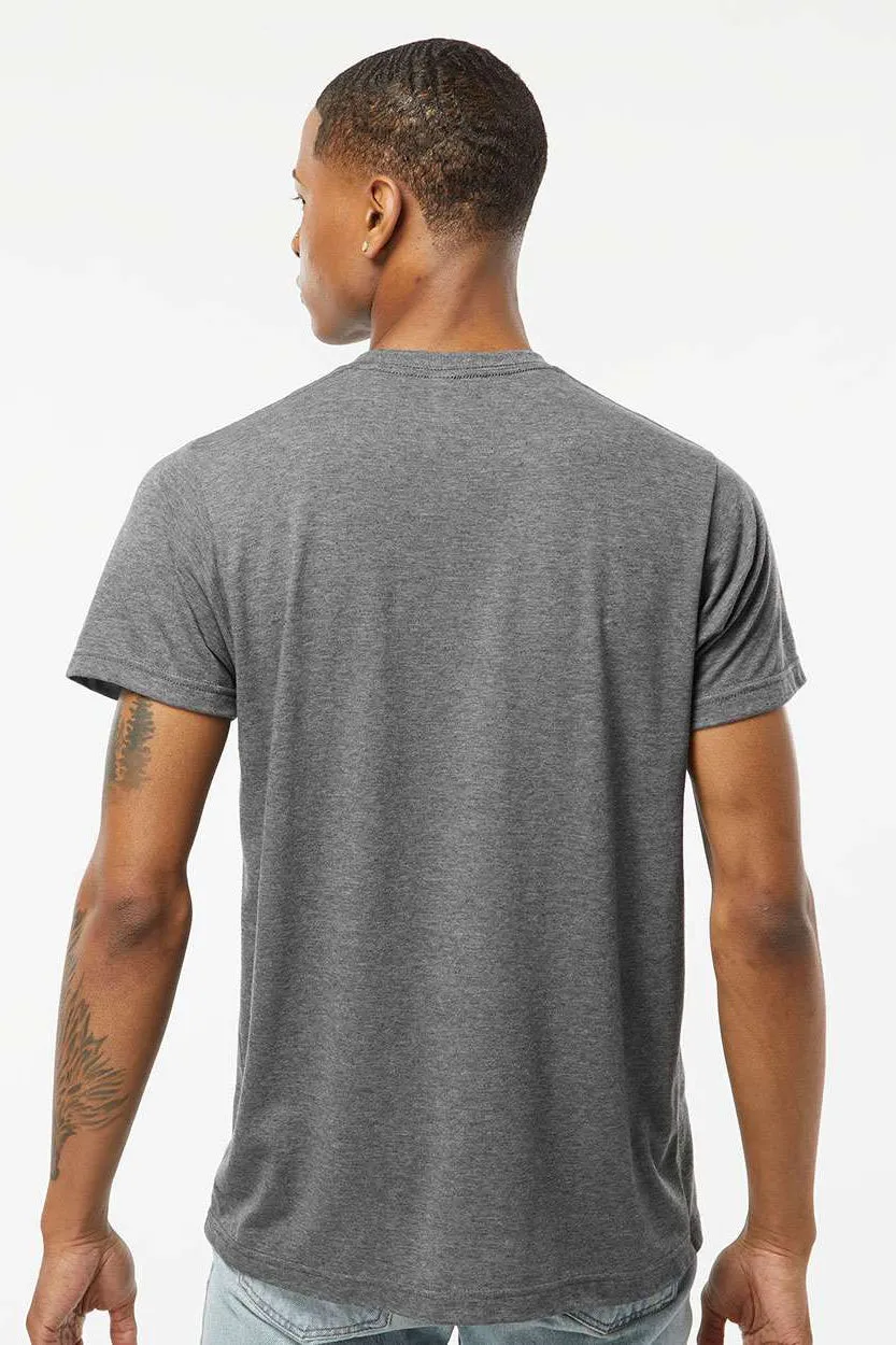Tultex Mens Poly-Rich Short Sleeve Crewneck T-Shirt - Heather Charcoal Grey