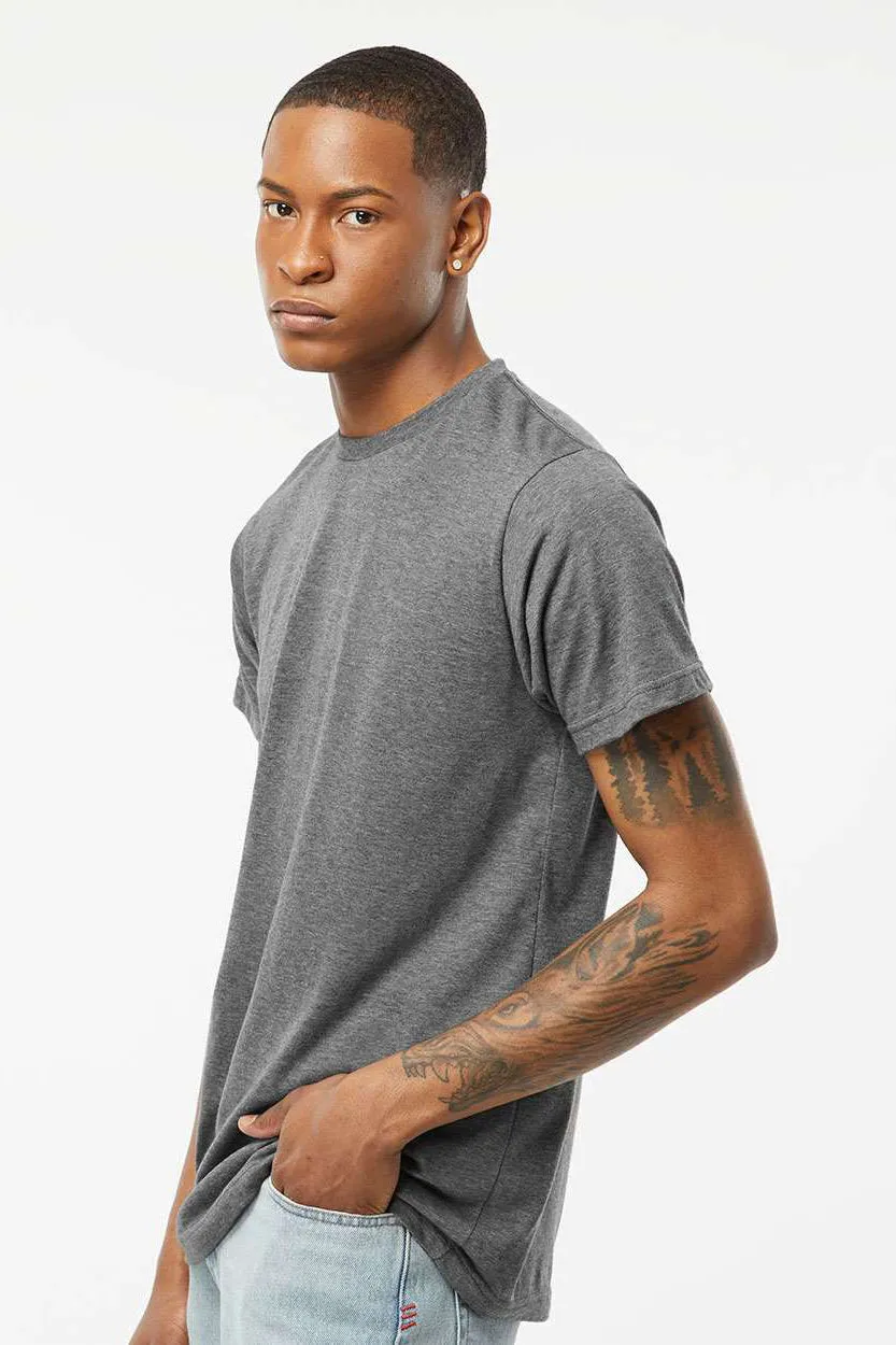 Tultex Mens Poly-Rich Short Sleeve Crewneck T-Shirt - Heather Charcoal Grey