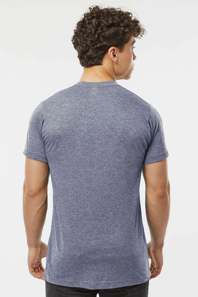 Tultex Mens Poly-Rich Short Sleeve Crewneck T-Shirt - Heather Denim Blue