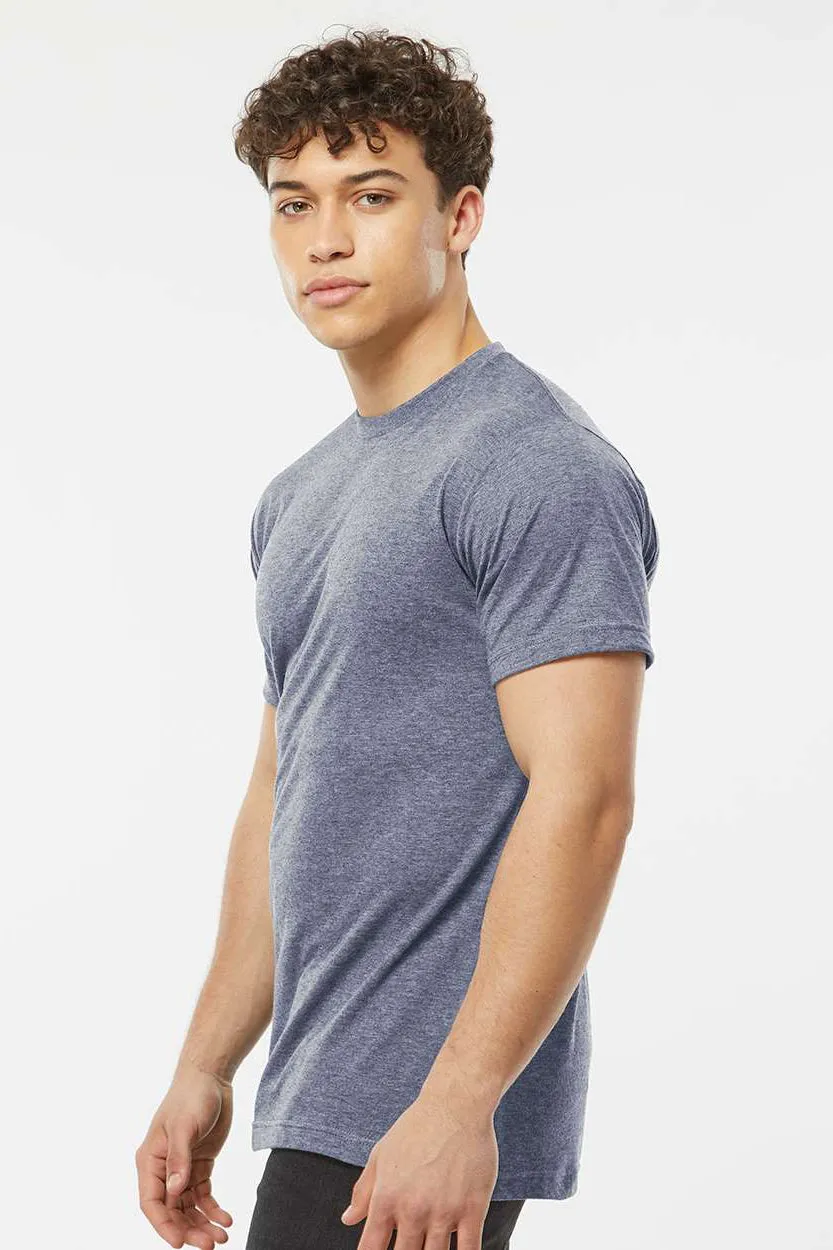 Tultex Mens Poly-Rich Short Sleeve Crewneck T-Shirt - Heather Denim Blue