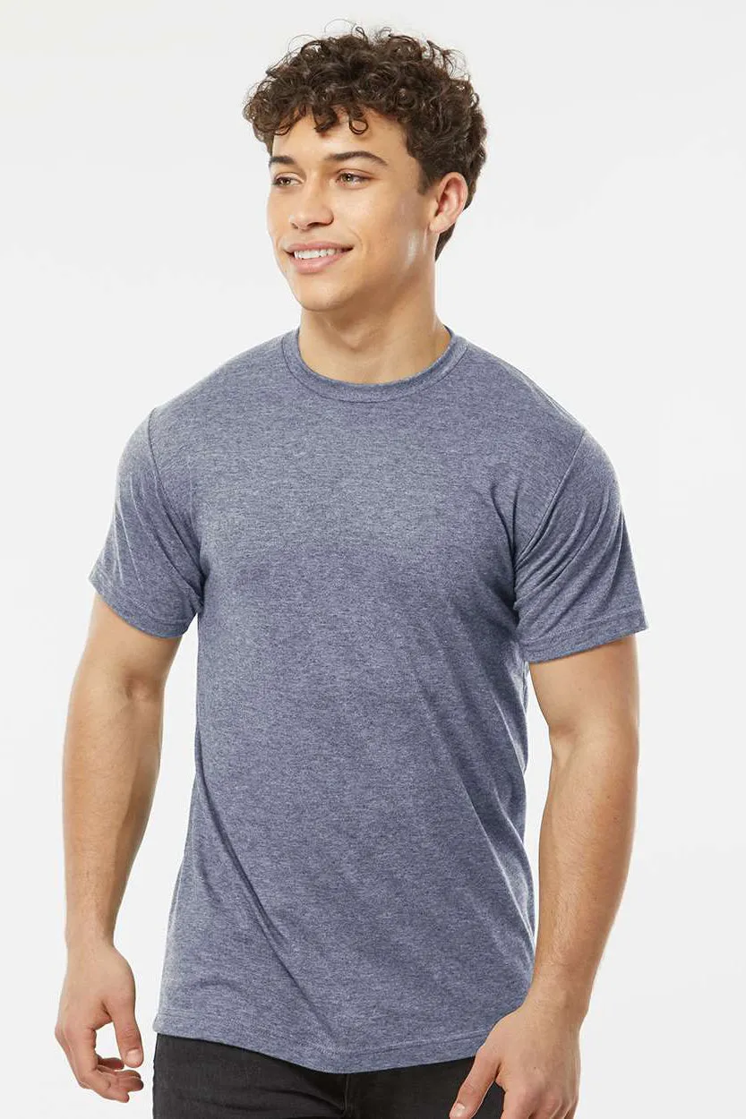 Tultex Mens Poly-Rich Short Sleeve Crewneck T-Shirt - Heather Denim Blue