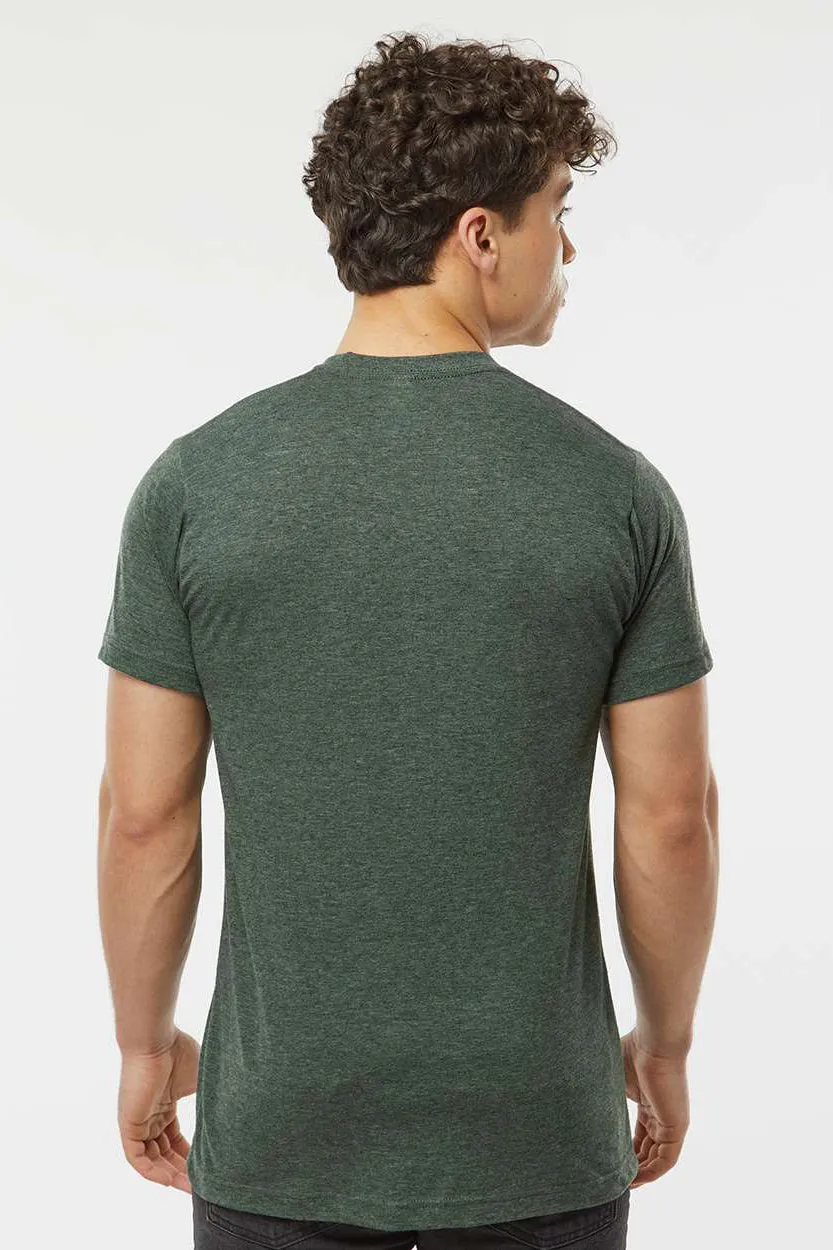Tultex Mens Poly-Rich Short Sleeve Crewneck T-Shirt - Heather Hunter Green