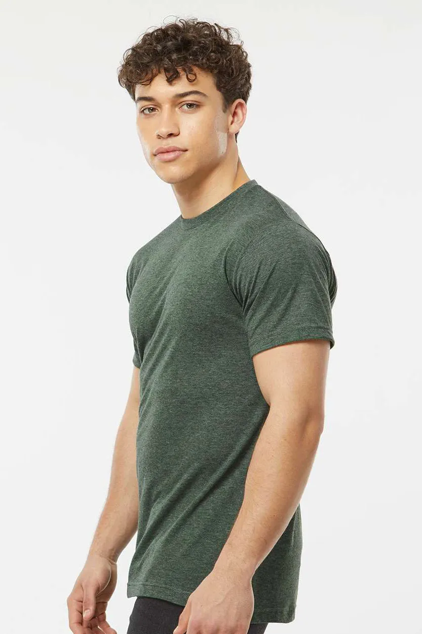 Tultex Mens Poly-Rich Short Sleeve Crewneck T-Shirt - Heather Hunter Green