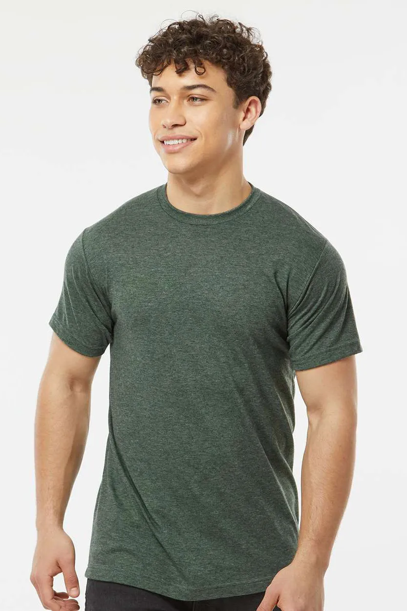 Tultex Mens Poly-Rich Short Sleeve Crewneck T-Shirt - Heather Hunter Green