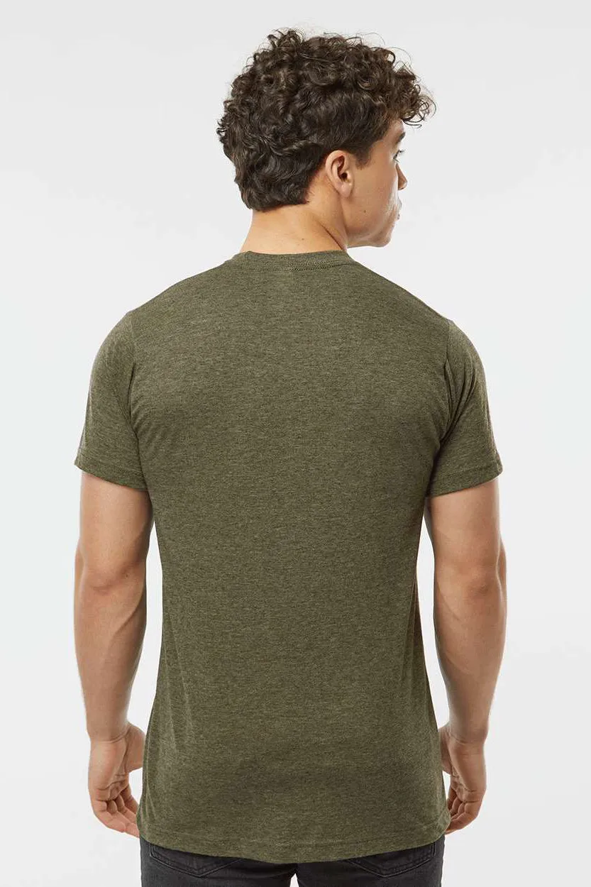 Tultex Mens Poly-Rich Short Sleeve Crewneck T-Shirt - Heather Military Green