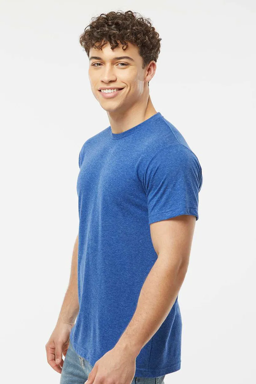 Tultex Mens Poly-Rich Short Sleeve Crewneck T-Shirt - Heather Royal Blue