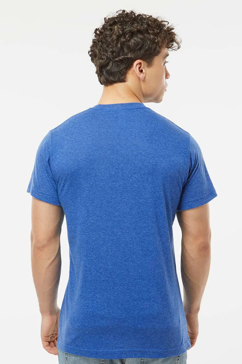 Tultex Mens Poly-Rich Short Sleeve Crewneck T-Shirt - Heather Royal Blue