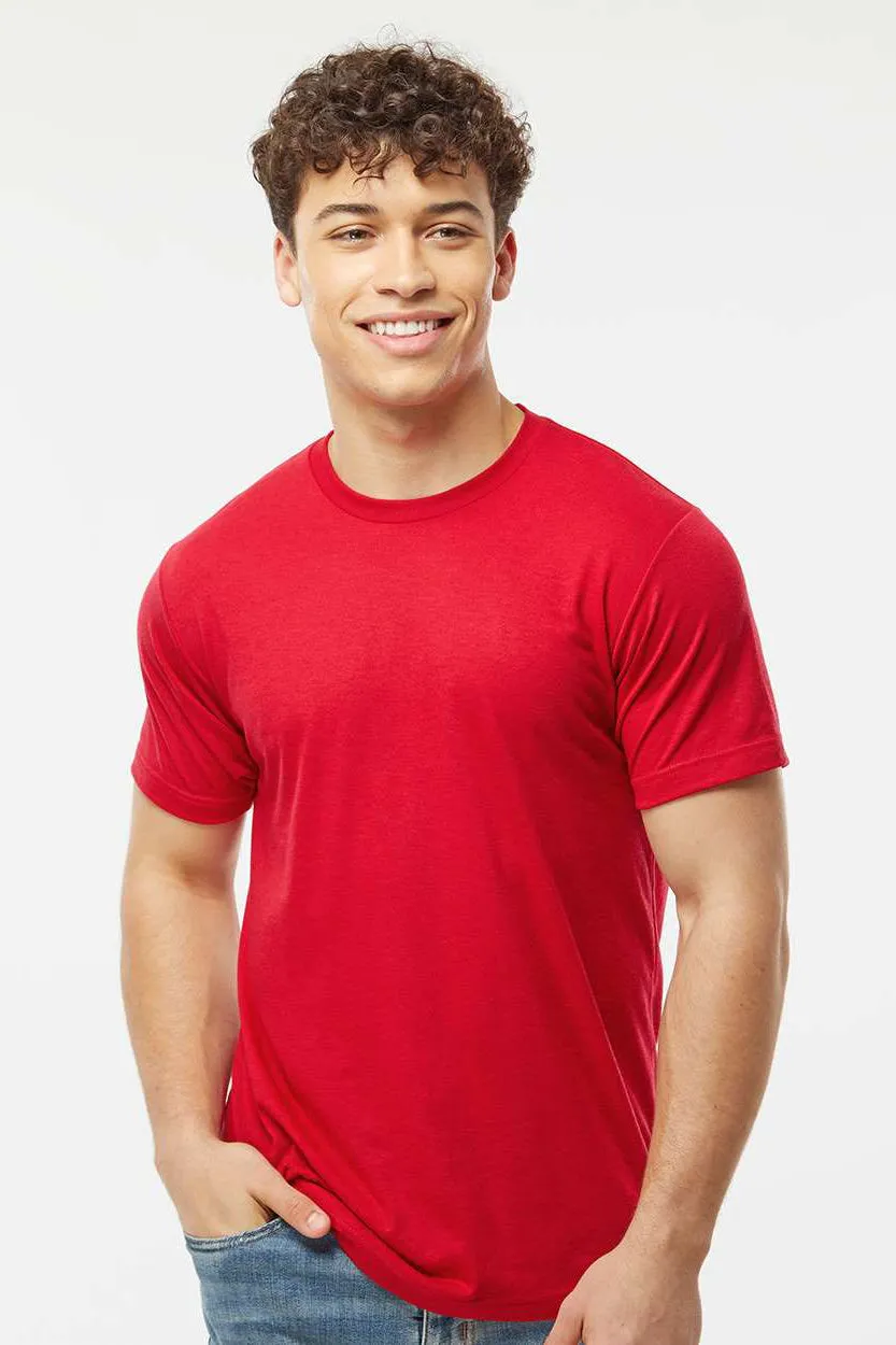 Tultex Mens Poly-Rich Short Sleeve Crewneck T-Shirt - Red