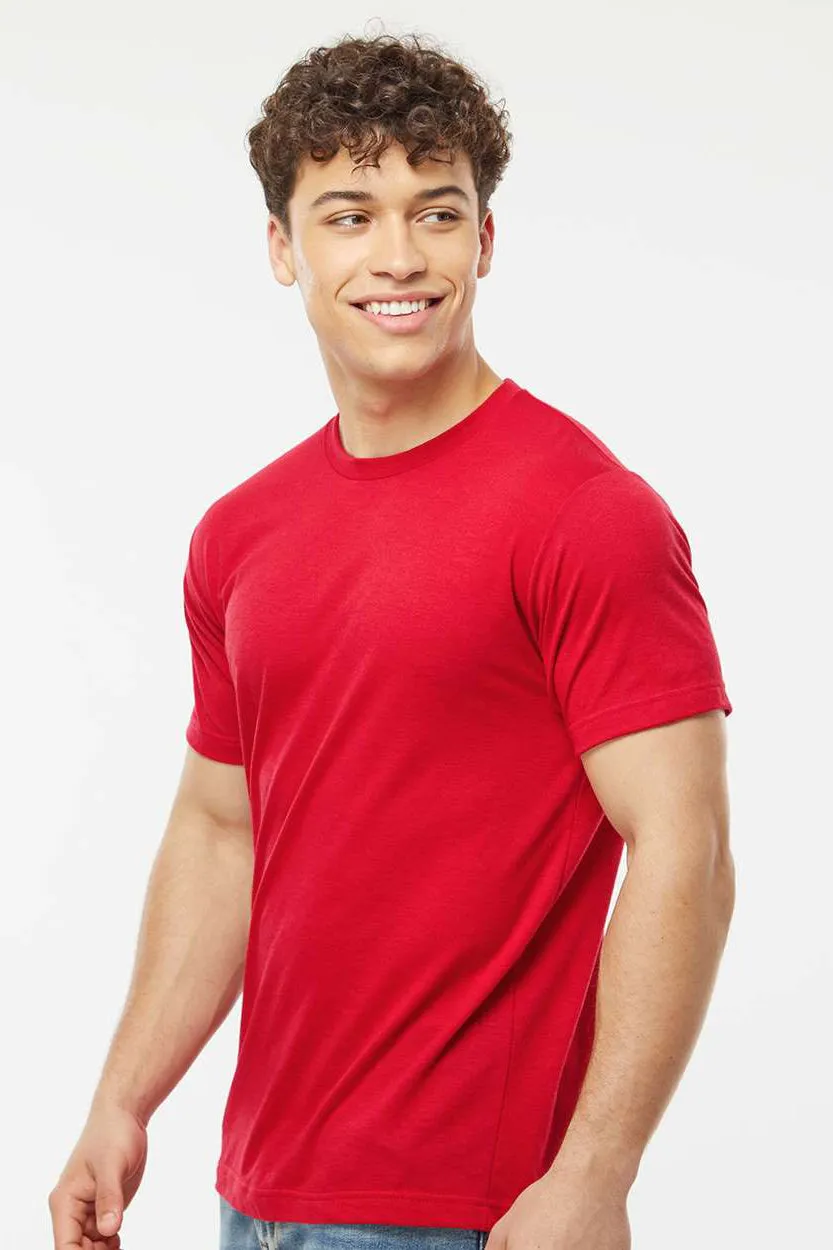 Tultex Mens Poly-Rich Short Sleeve Crewneck T-Shirt - Red