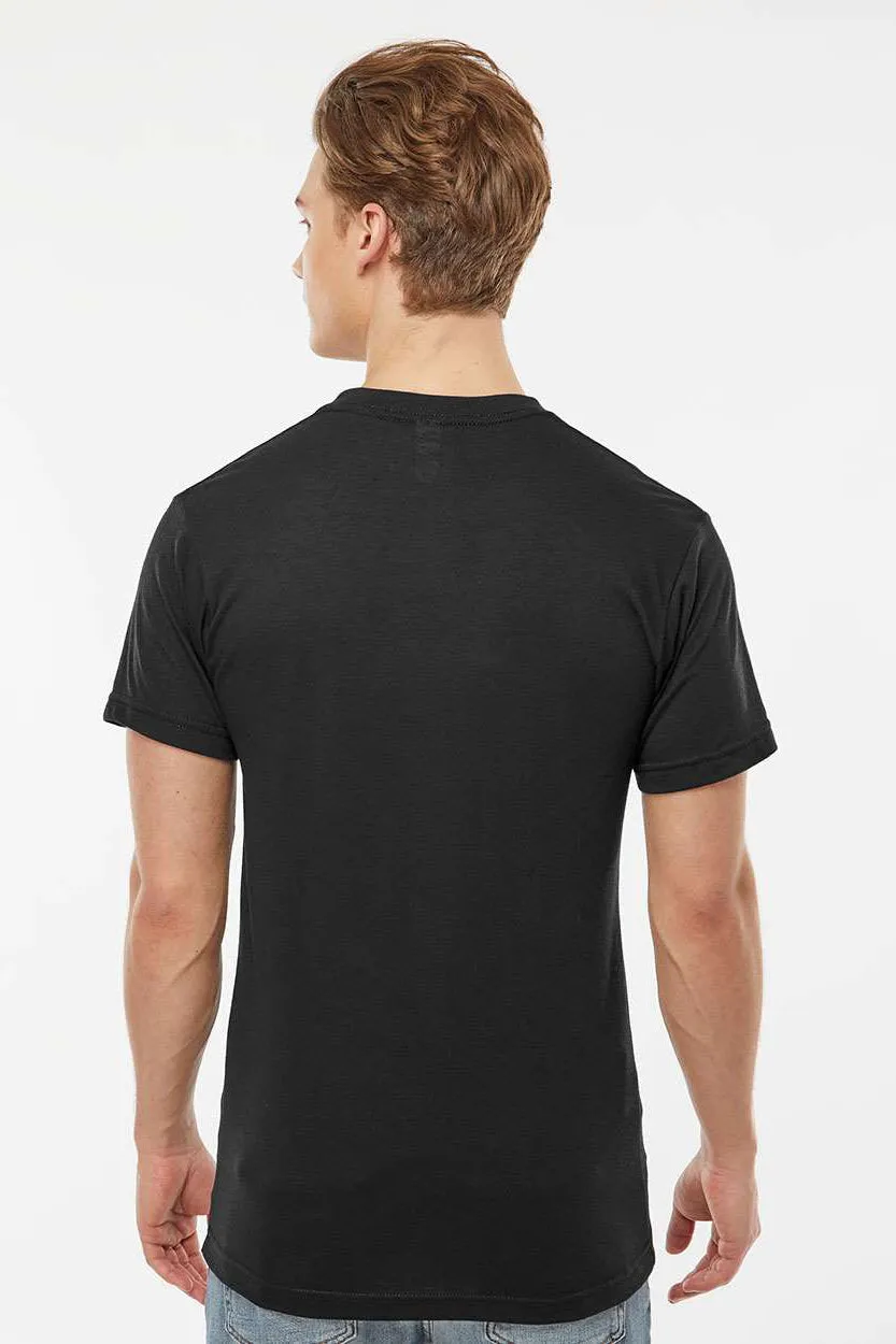 Tultex Mens Poly-Rich Short Sleeve V-Neck T-Shirt - Black