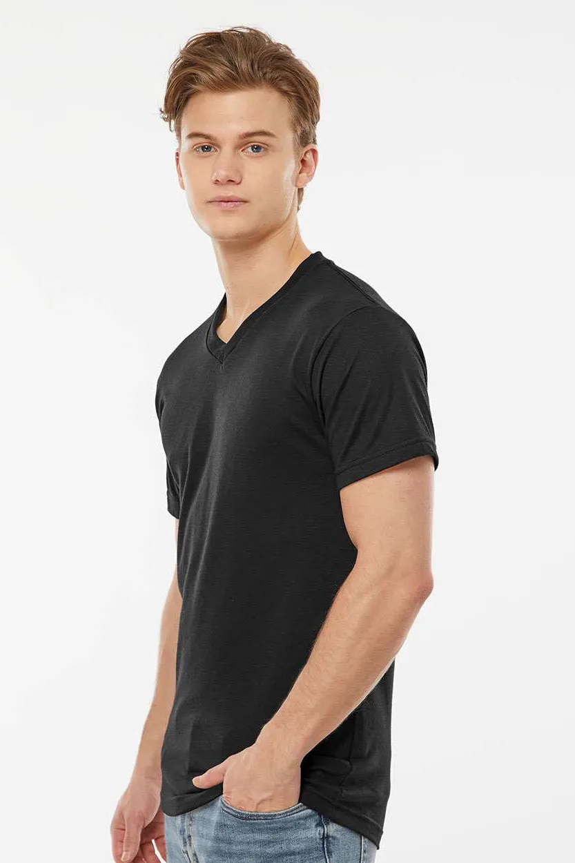 Tultex Mens Poly-Rich Short Sleeve V-Neck T-Shirt - Black