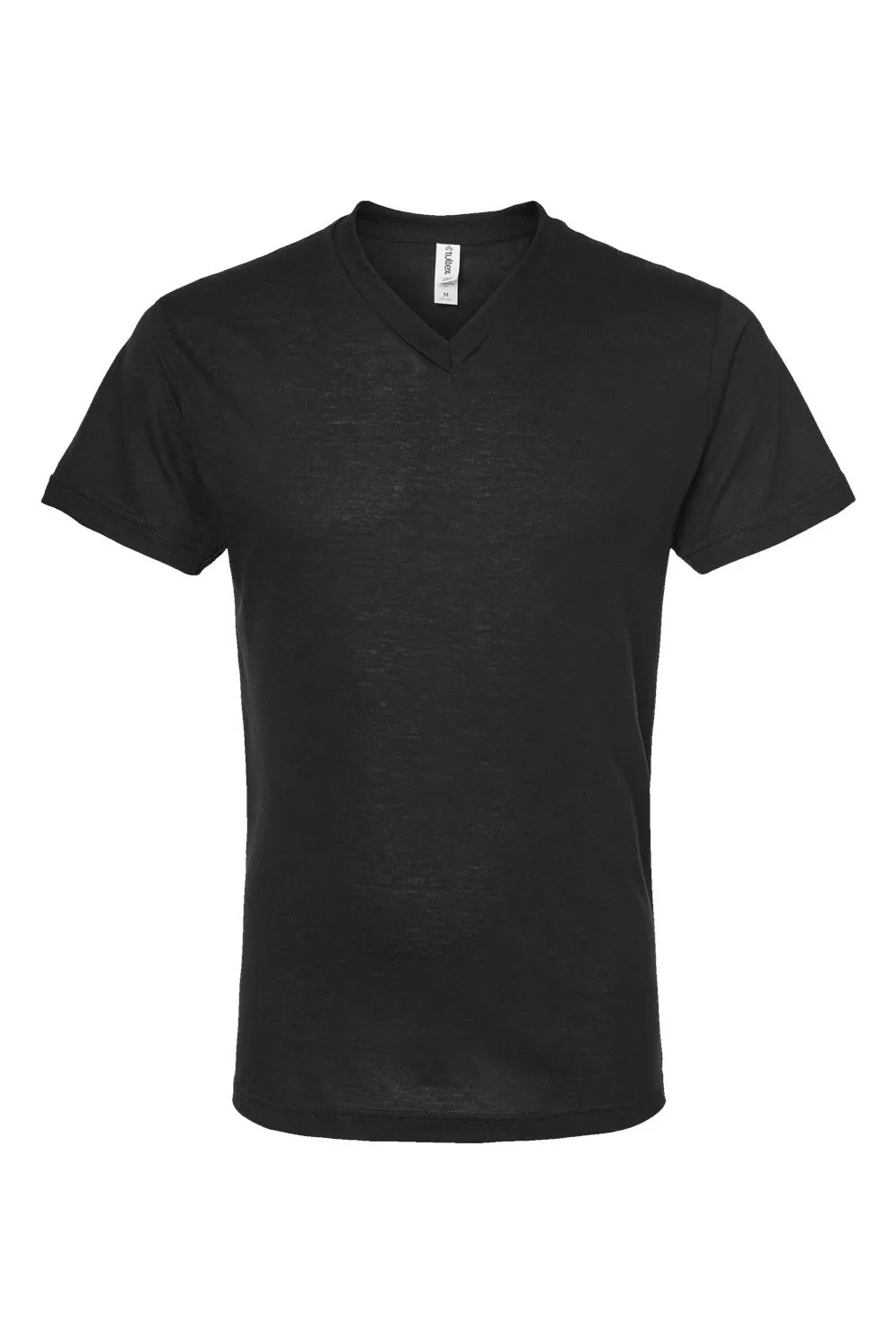 Tultex Mens Poly-Rich Short Sleeve V-Neck T-Shirt - Black