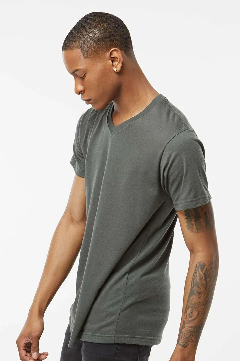 Tultex Mens Poly-Rich Short Sleeve V-Neck T-Shirt - Charcoal Grey - Closeout