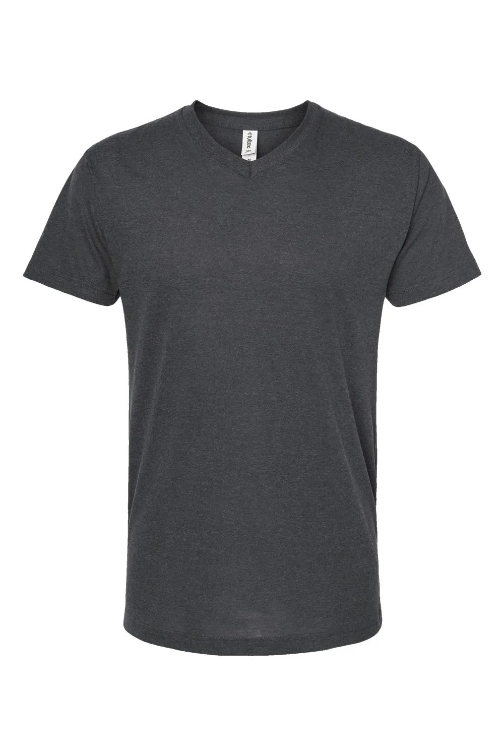 Tultex Mens Poly-Rich Short Sleeve V-Neck T-Shirt - Heather Charcoal Grey