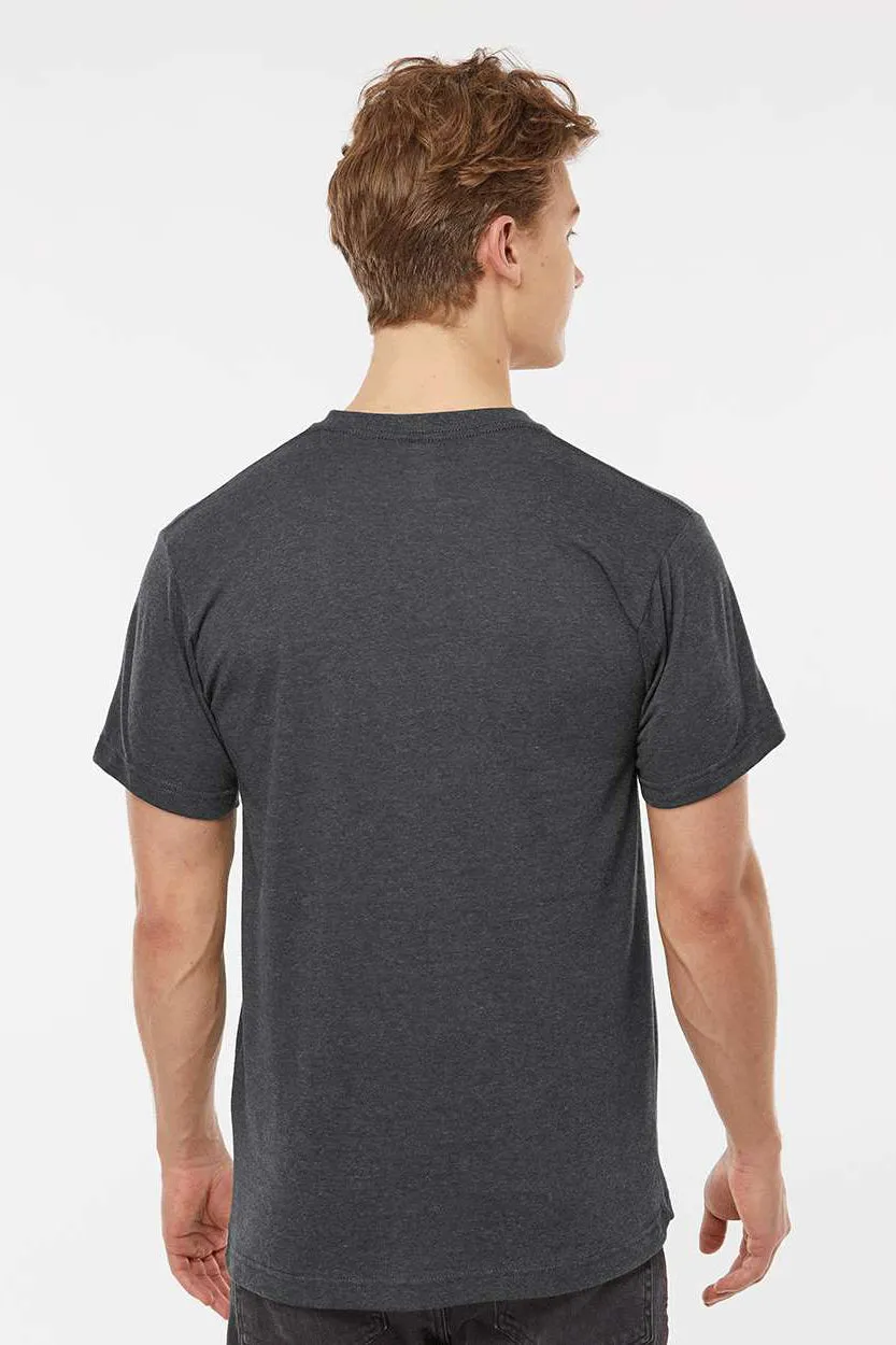 Tultex Mens Poly-Rich Short Sleeve V-Neck T-Shirt - Heather Charcoal Grey