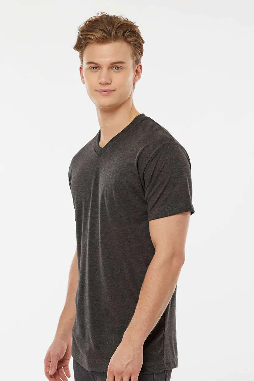 Tultex Mens Poly-Rich Short Sleeve V-Neck T-Shirt - Heather Graphite Grey