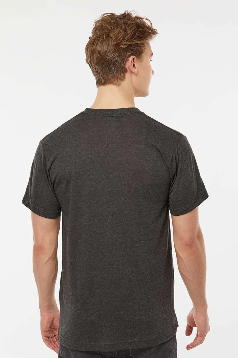 Tultex Mens Poly-Rich Short Sleeve V-Neck T-Shirt - Heather Graphite Grey