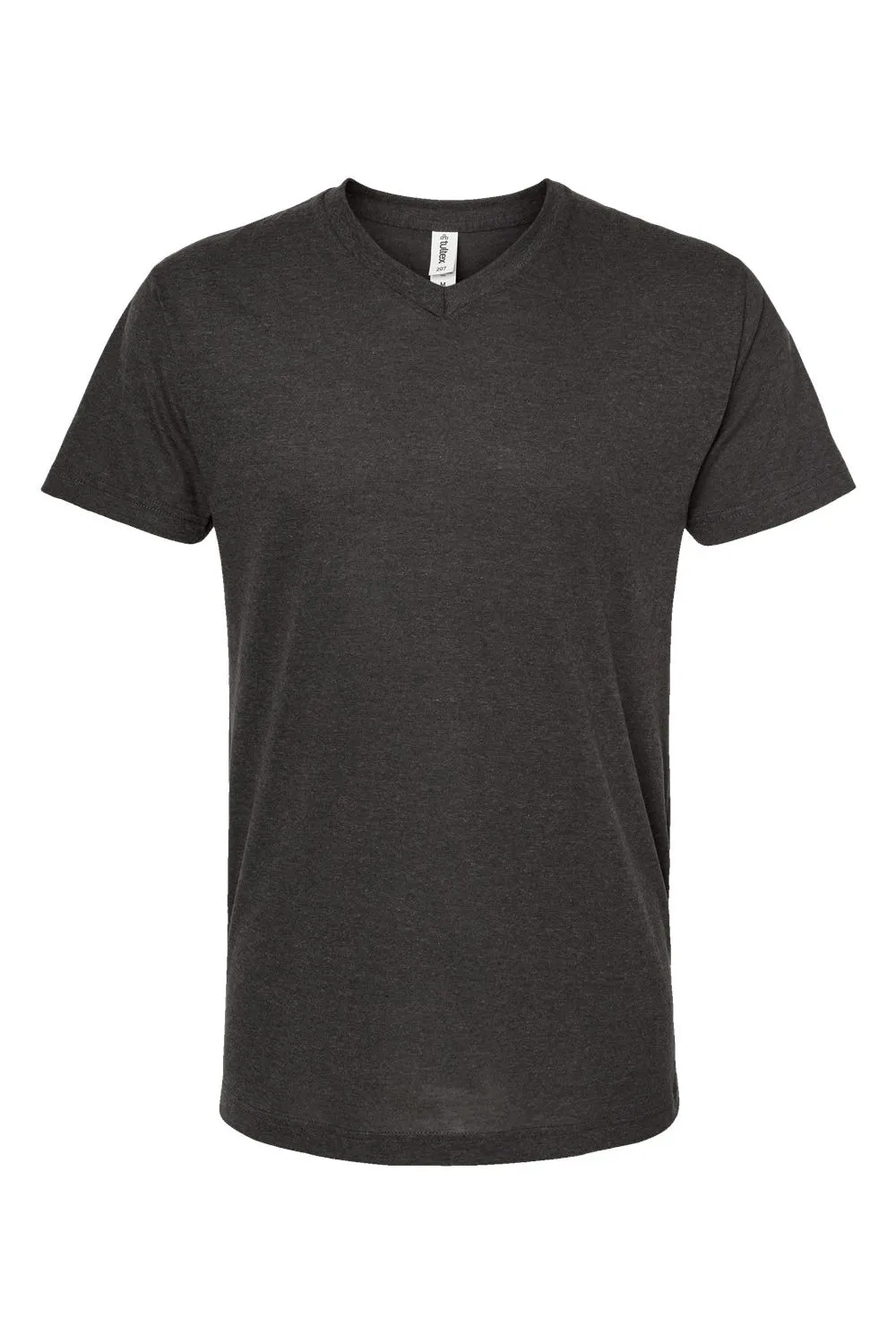 Tultex Mens Poly-Rich Short Sleeve V-Neck T-Shirt - Heather Graphite Grey