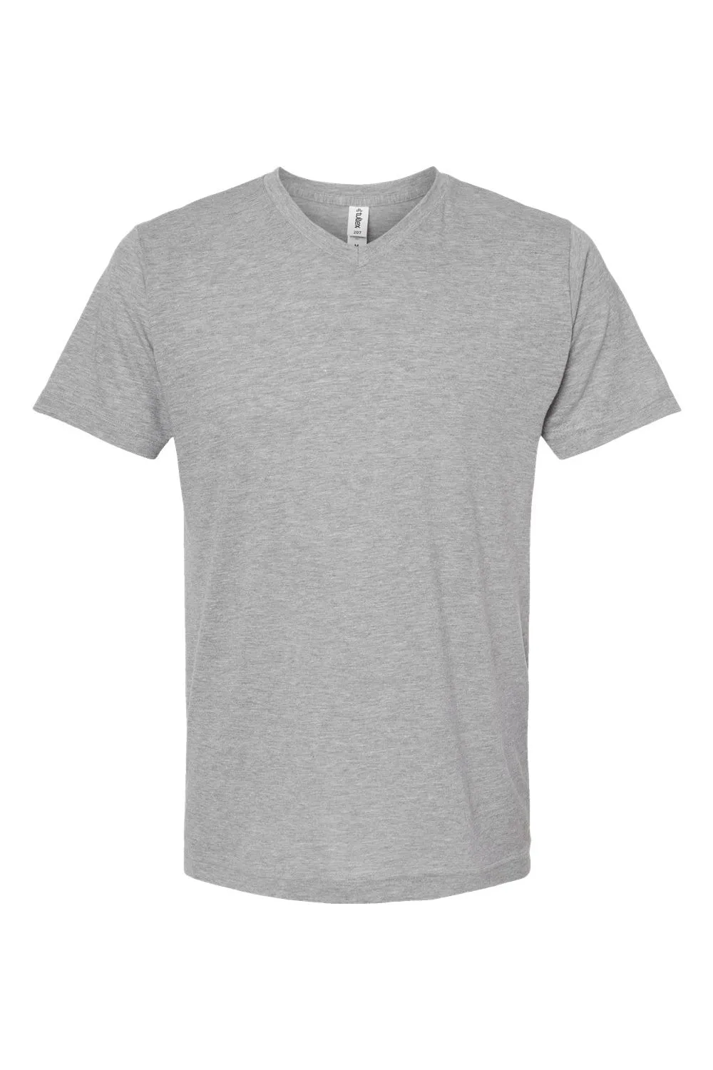 Tultex Mens Poly-Rich Short Sleeve V-Neck T-Shirt - Heather Grey