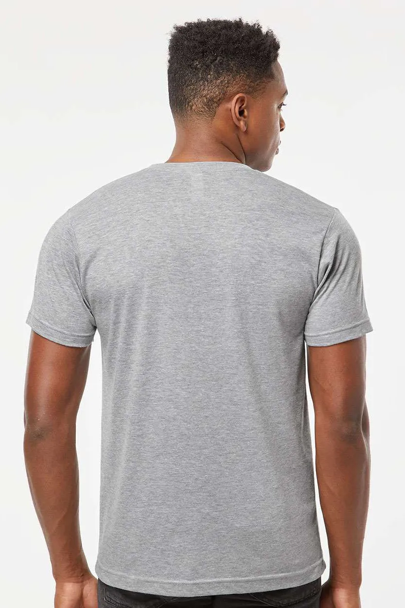 Tultex Mens Poly-Rich Short Sleeve V-Neck T-Shirt - Heather Grey