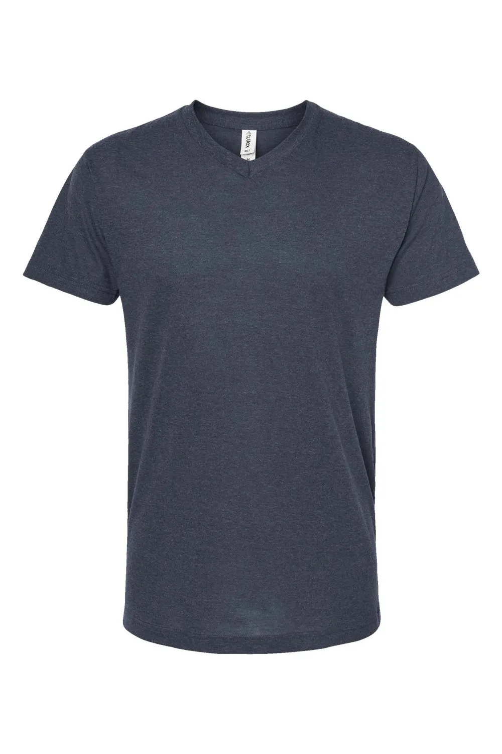 Tultex Mens Poly-Rich Short Sleeve V-Neck T-Shirt - Heather Navy Blue