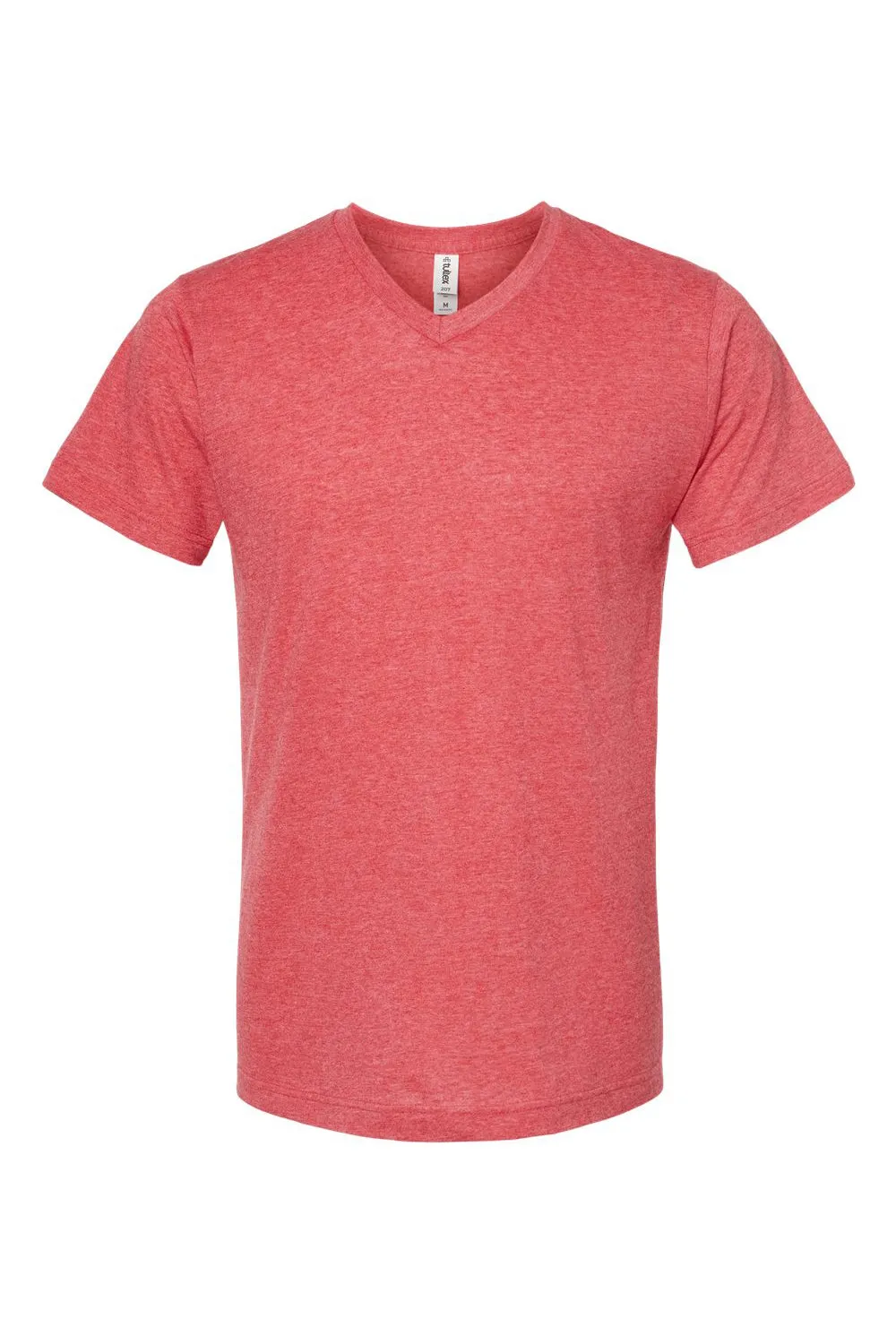 Tultex Mens Poly-Rich Short Sleeve V-Neck T-Shirt - Heather Red