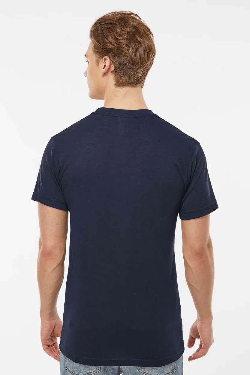Tultex Mens Poly-Rich Short Sleeve V-Neck T-Shirt - Navy Blue