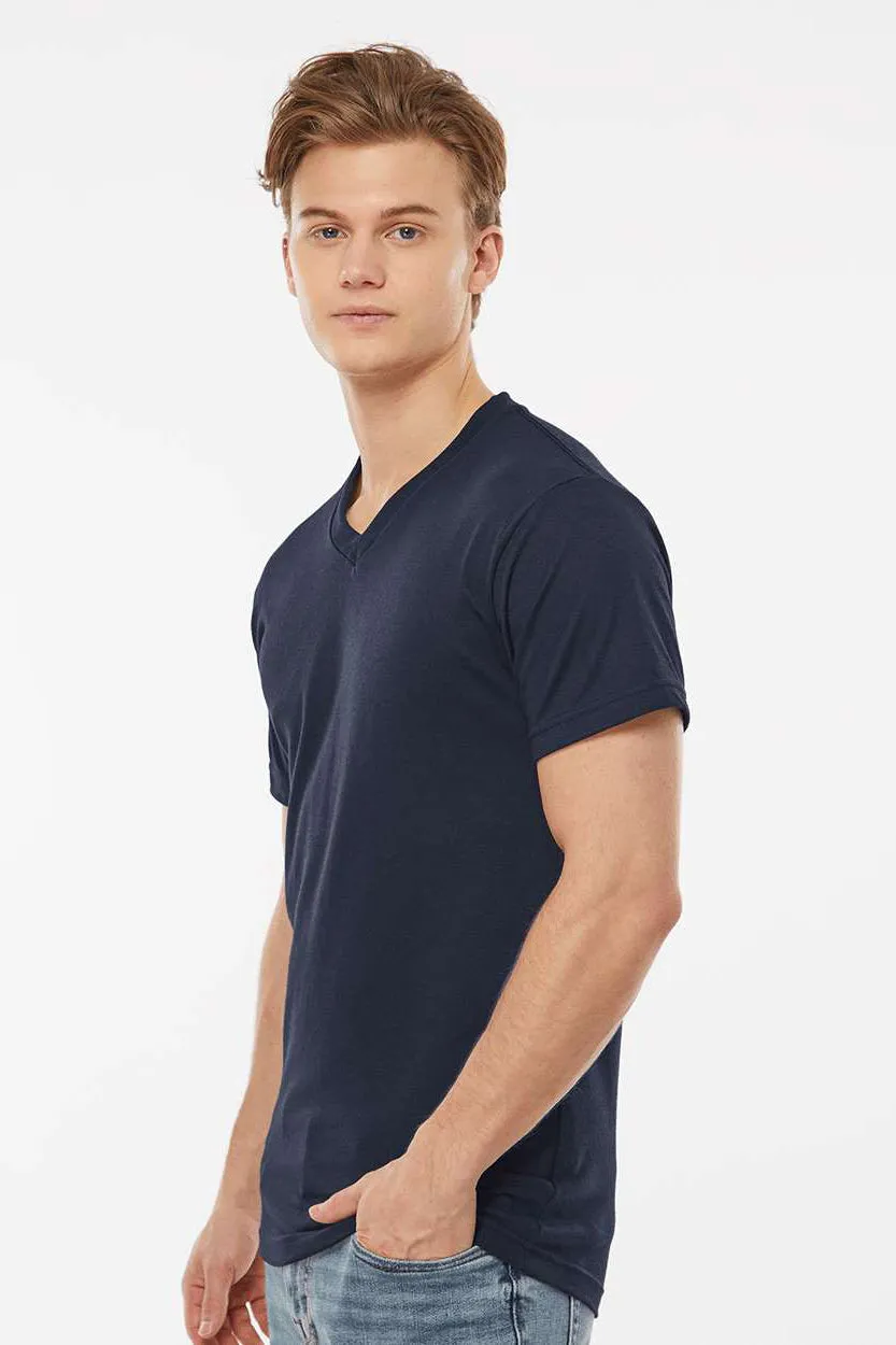 Tultex Mens Poly-Rich Short Sleeve V-Neck T-Shirt - Navy Blue