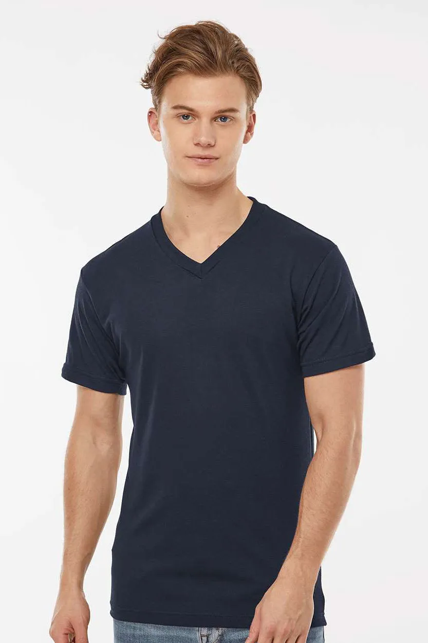 Tultex Mens Poly-Rich Short Sleeve V-Neck T-Shirt - Navy Blue