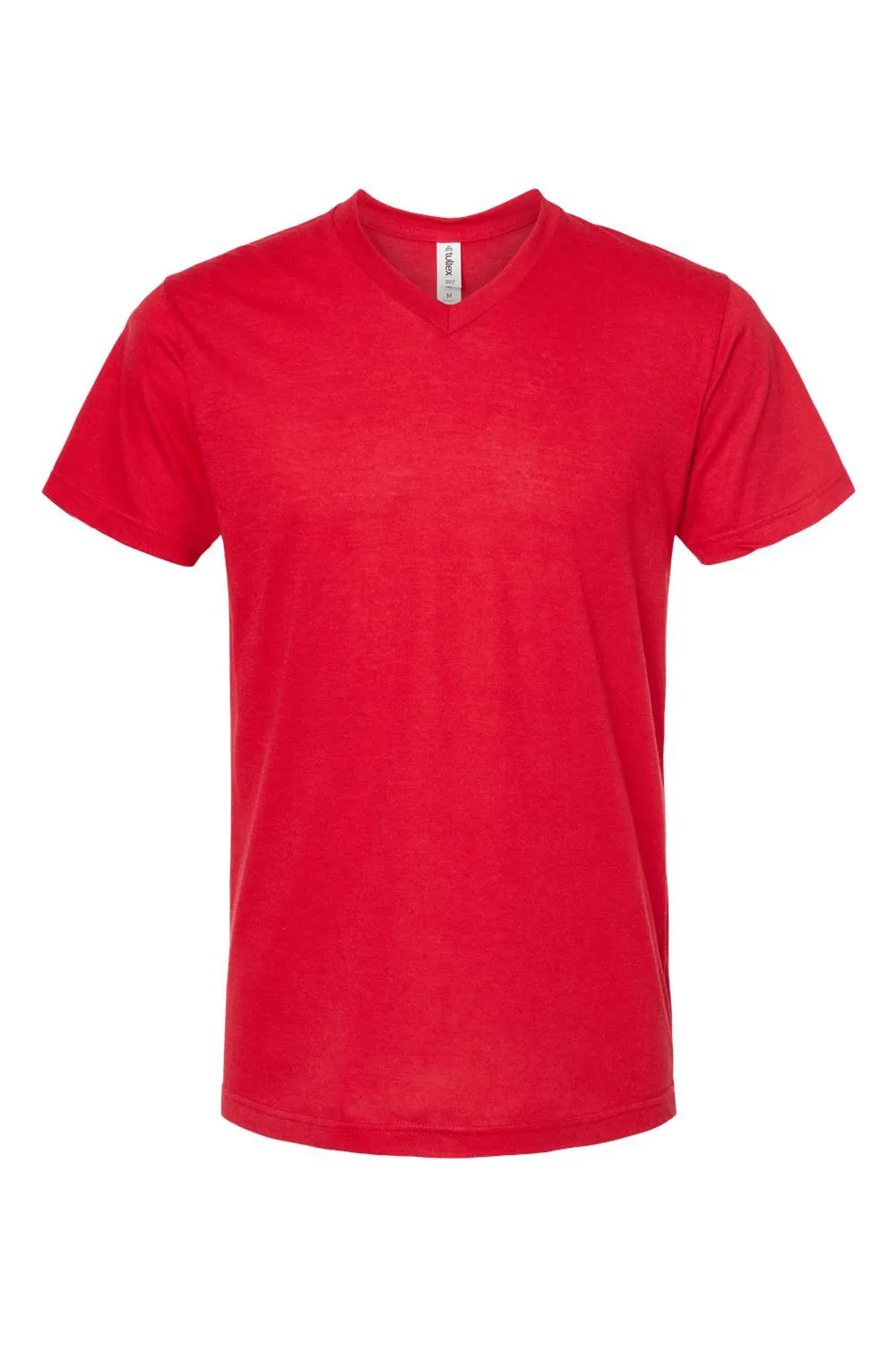 Tultex Mens Poly-Rich Short Sleeve V-Neck T-Shirt - Red