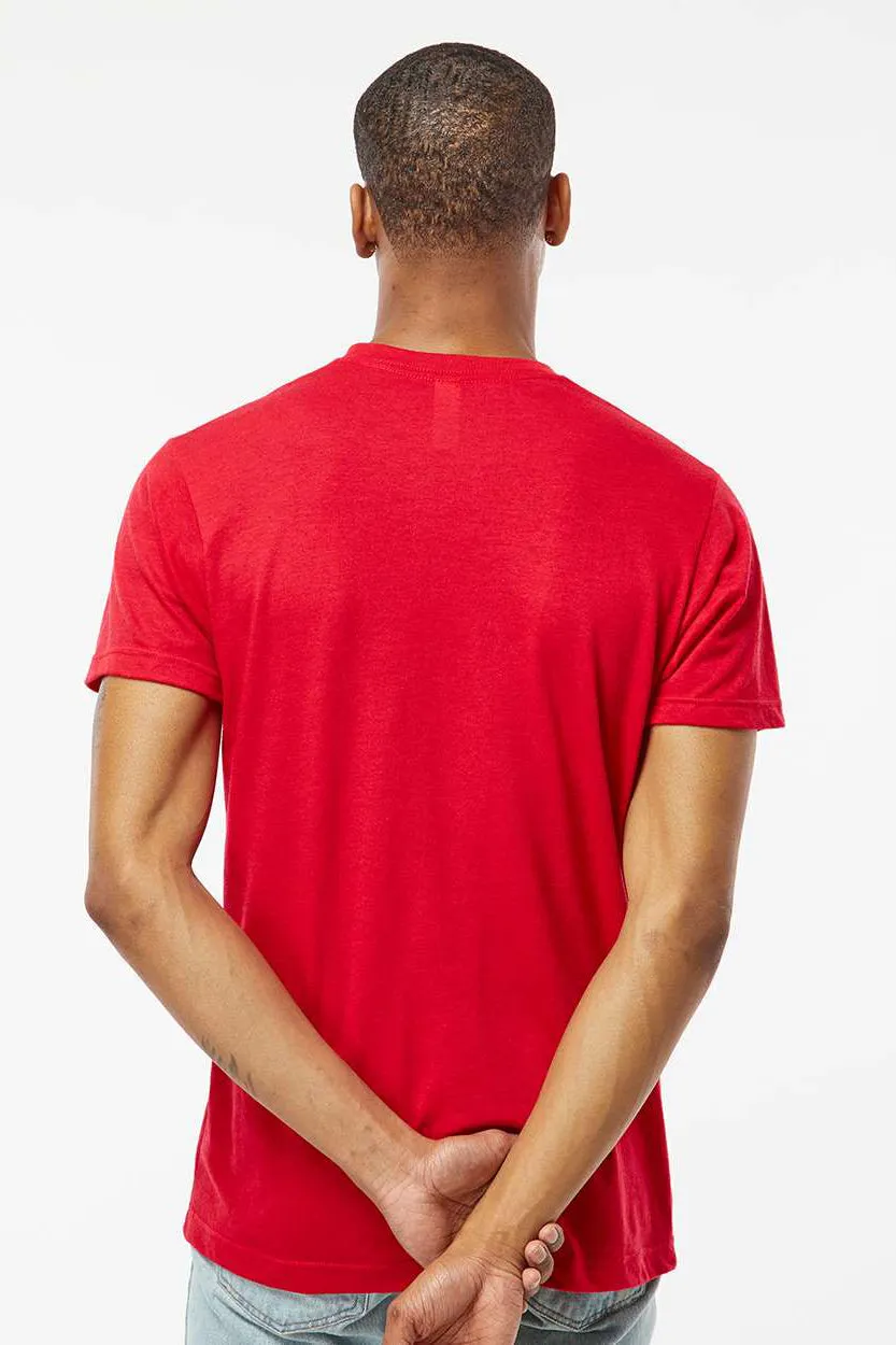 Tultex Mens Poly-Rich Short Sleeve V-Neck T-Shirt - Red