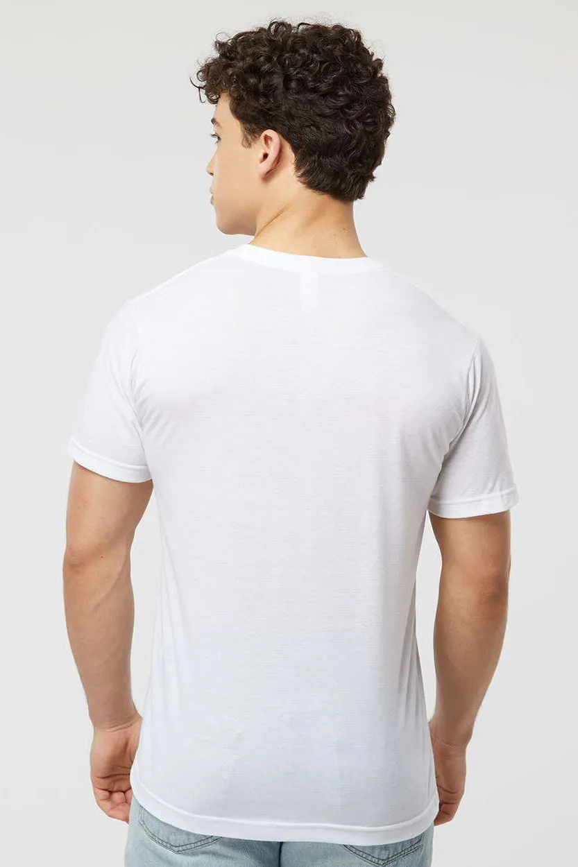 Tultex Mens Poly-Rich Short Sleeve V-Neck T-Shirt - White
