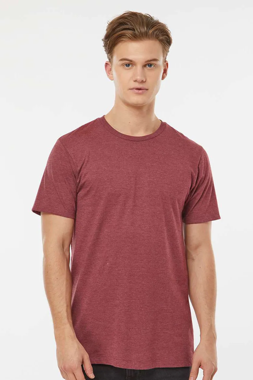 Tultex Mens Premium Short Sleeve Crewneck T-Shirt - Heather Burgundy - Closeout