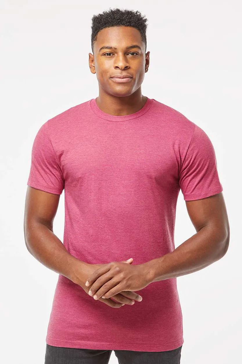 Tultex Mens Premium Short Sleeve Crewneck T-Shirt - Heather Cactus Flower Pink - Closeout