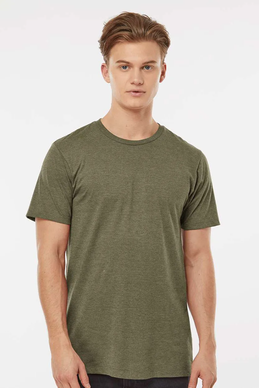 Tultex Mens Premium Short Sleeve Crewneck T-Shirt - Heather Olive Green - Closeout