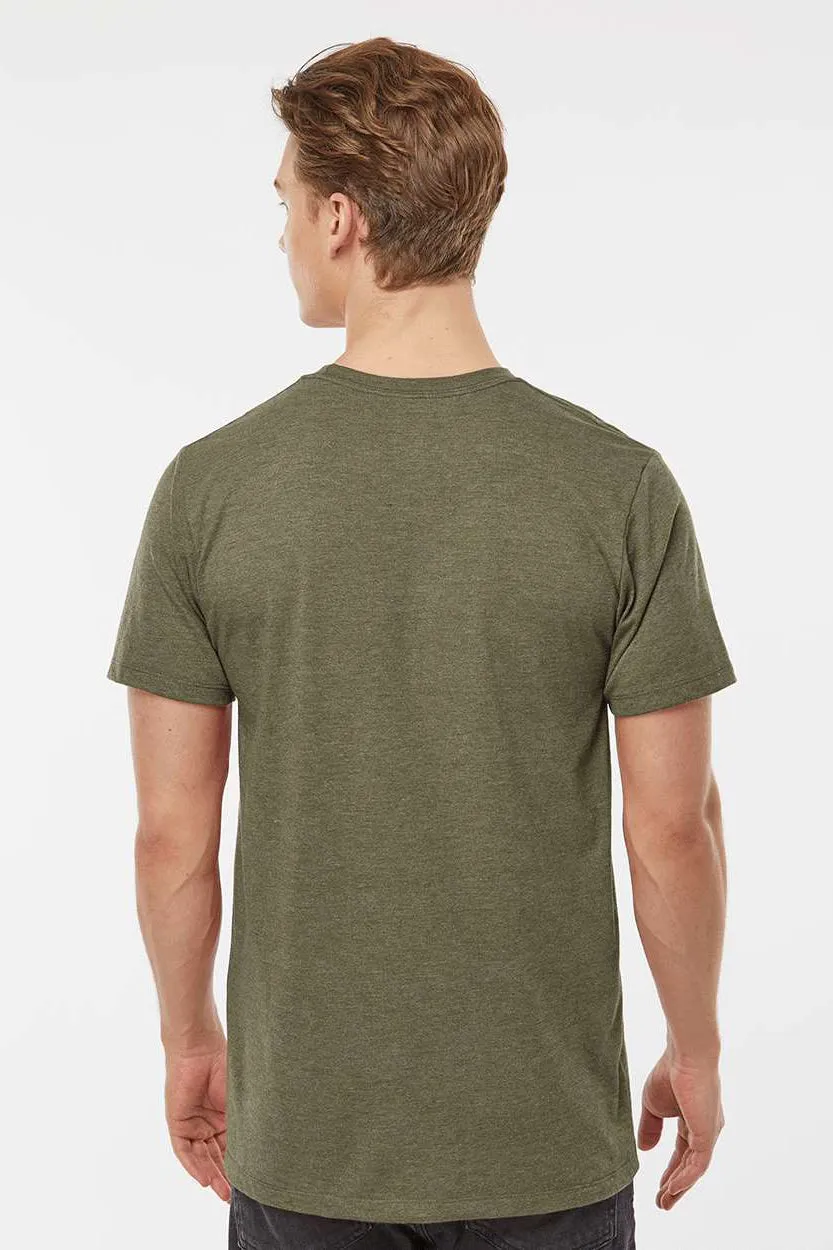 Tultex Mens Premium Short Sleeve Crewneck T-Shirt - Heather Olive Green - Closeout