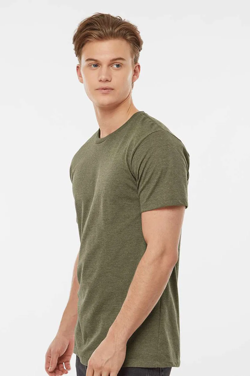 Tultex Mens Premium Short Sleeve Crewneck T-Shirt - Heather Olive Green - Closeout
