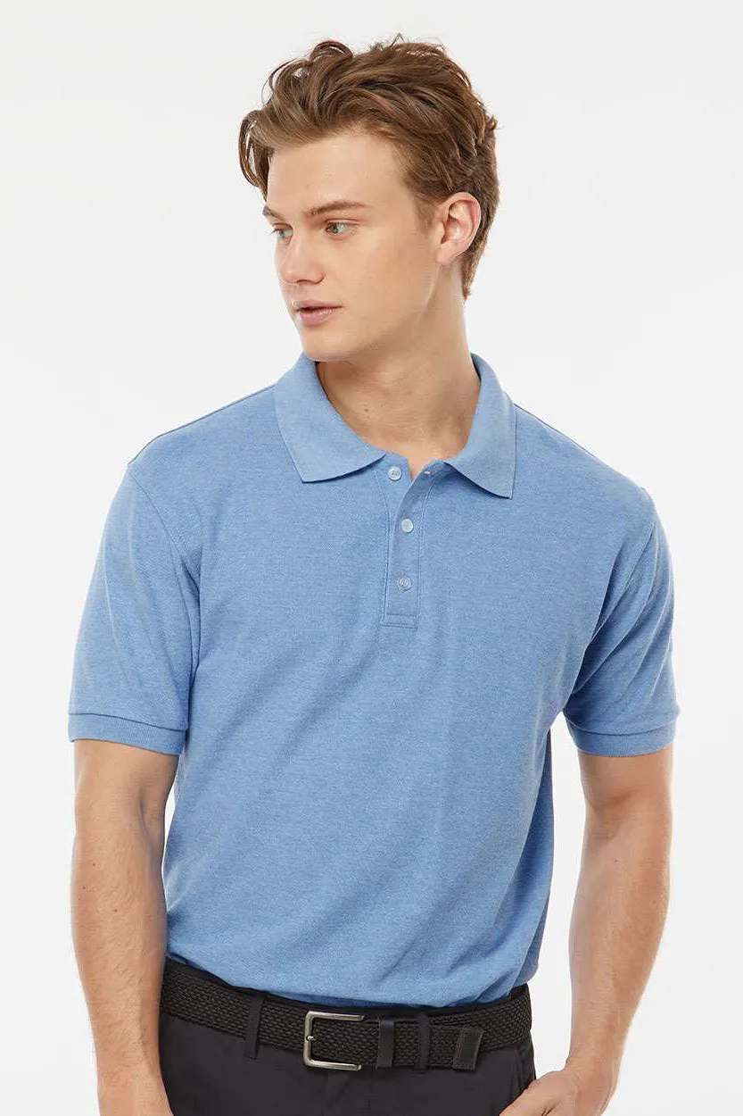 Tultex Mens Sport Short Sleeve Polo Shirt - Heather Light Blue
